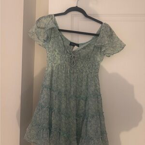 Floral Green Mini Dress